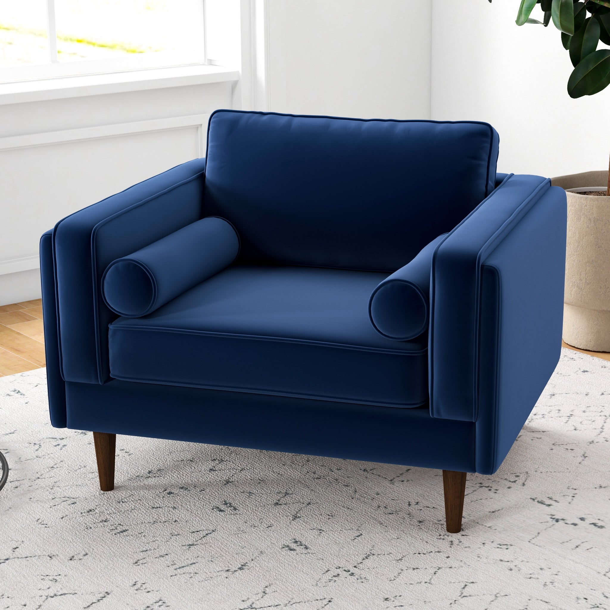 Amber Lounge Chair (Navy Blue Velvet)