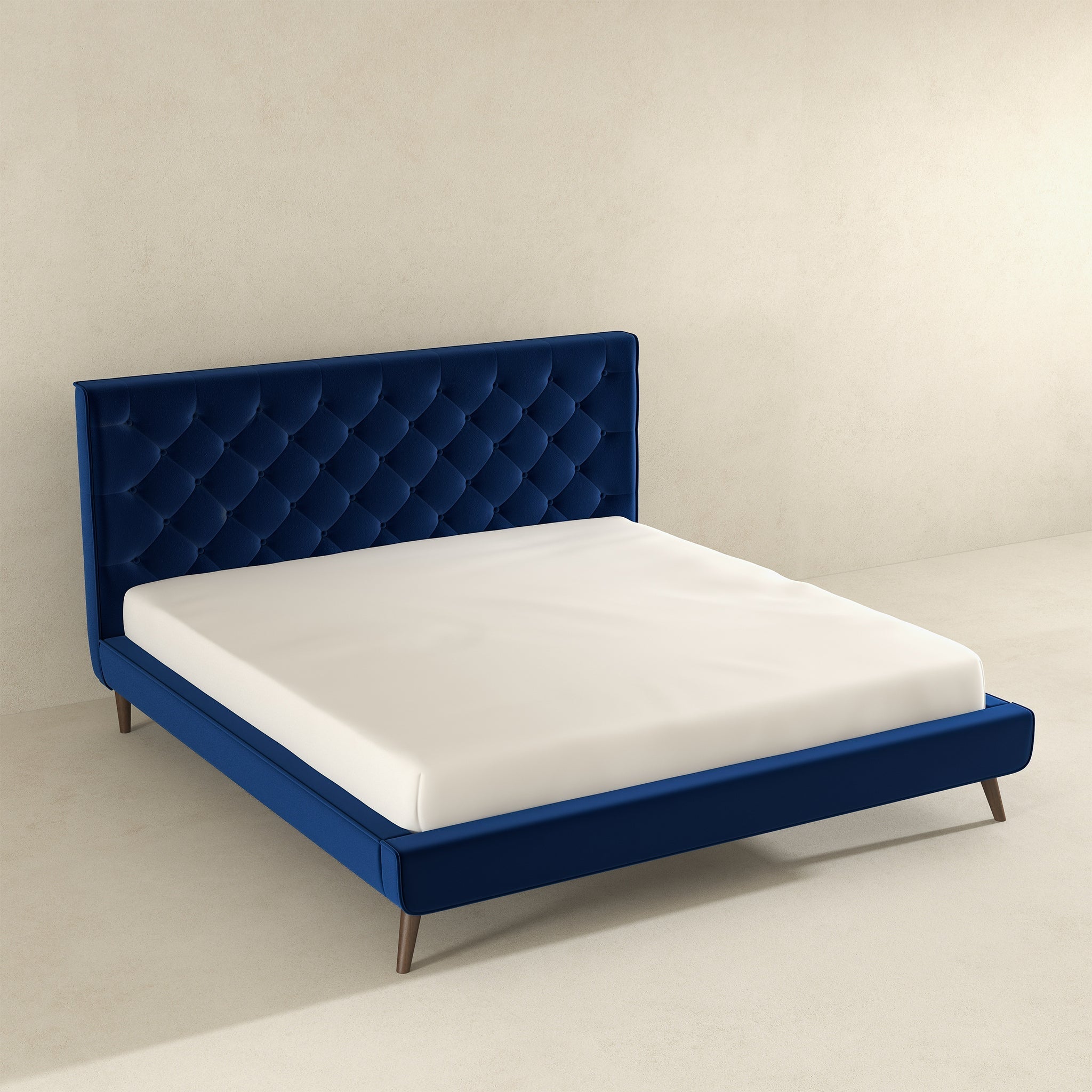 Dillon Blue Velvet Platform Bed (King Size)