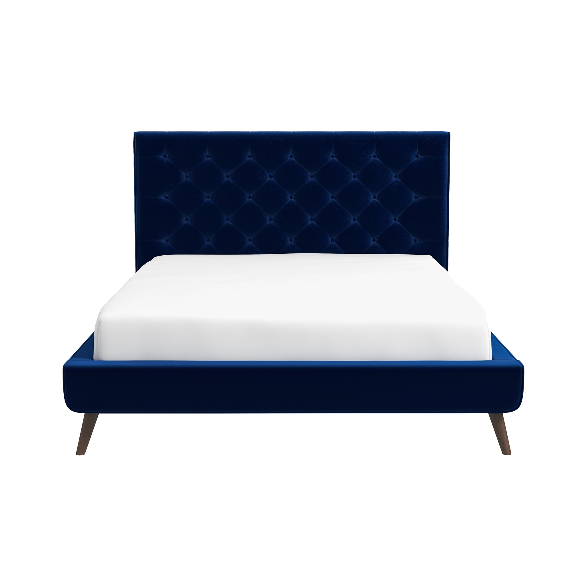 Dillon Blue Velvet Platform Bed (Queen Size)